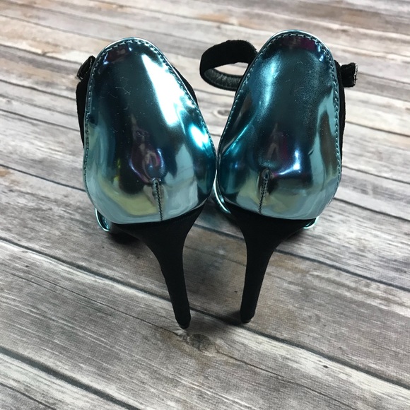 Cape Robbin Blue Black Metallic Strap High Heels - Picture 4 of 7